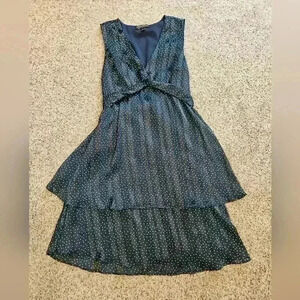 Banana Republic Factory Sleeveless Polka Dot Dress White & Navy Blue, Size 0